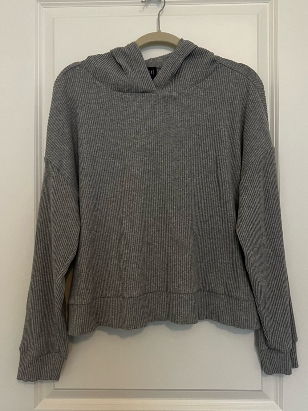 Grey Gap Ribbed Long cropped Hoodie size large